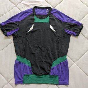 Men's adidas x kolor Hybrid short-sleeve shirt, foil detail, size M